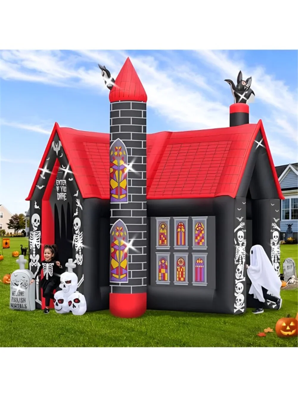 10FT Halloween Inflatable Archway,L-Shape Haunted House Inflatable